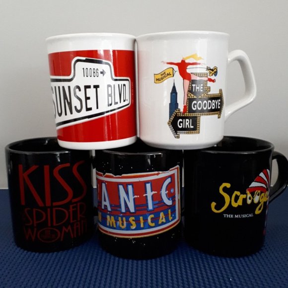 **SOLD ** (B) Broadway Lover Mugs - Set of 5 - Picture 1 of 11